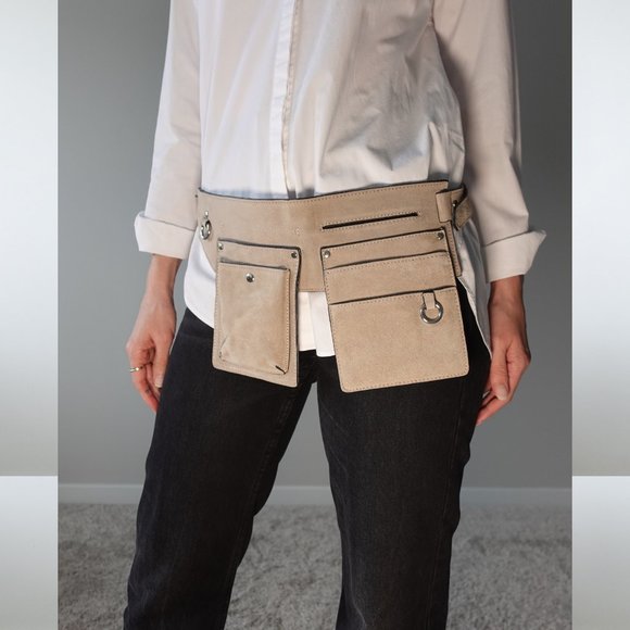 Zara Tan Beige Suede Utility Style Belt Bag - Picture 7 of 11